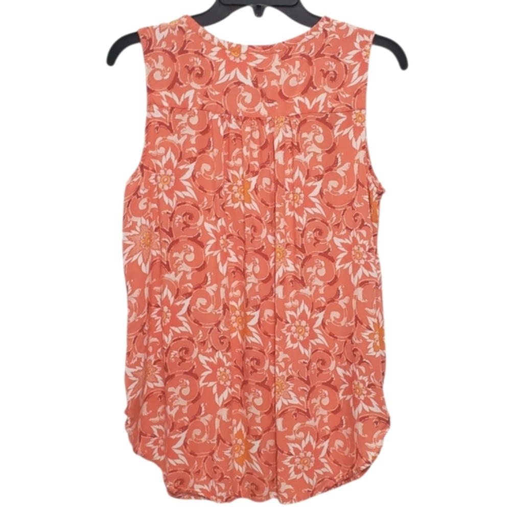 LOFT Sleeveless Coral Floral Button Down Top - Medium - Picture 2 of 3